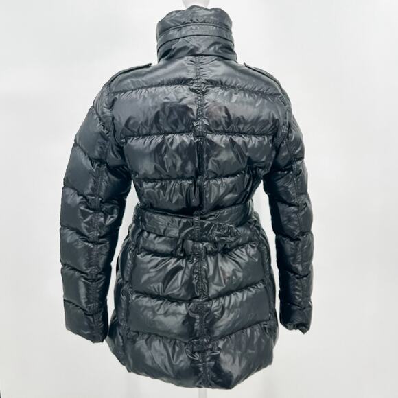 Burberry Coat Brit Black Winter Down Ladies Jacket Sports Check Puffer Belted M - Picture 2 of 13